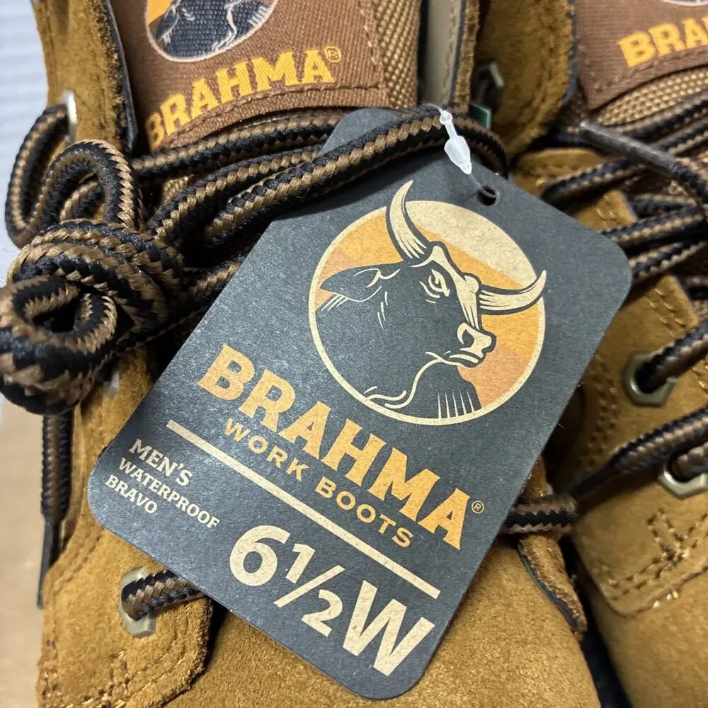 Brahma Men's Brown Work Boots Waterproof Bravo Size 6.5W Wide Oil Resistant